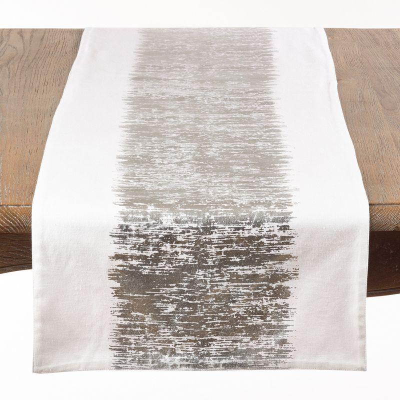 Silver Metallic Banded Cotton Table Runner