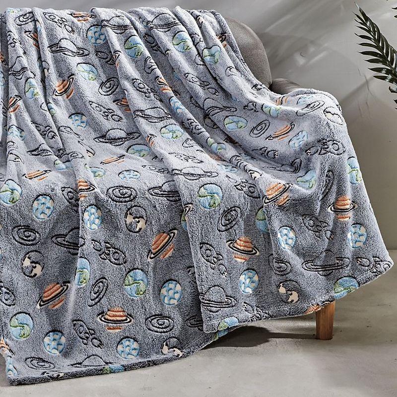 Glow-in-the-Dark Outer Space Kids Knitted Throw Blanket