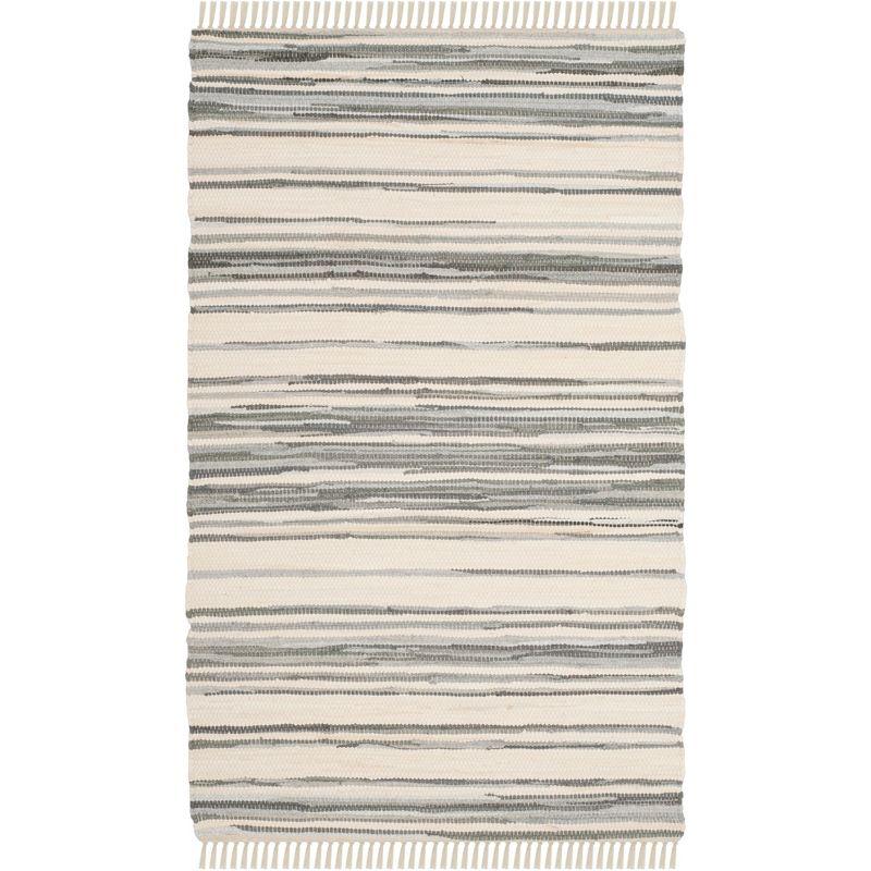 Rag Rug RAR126 Hand Woven Indoor Accent Rug - 2'6"x4' - Ivory/Grey - Safavieh