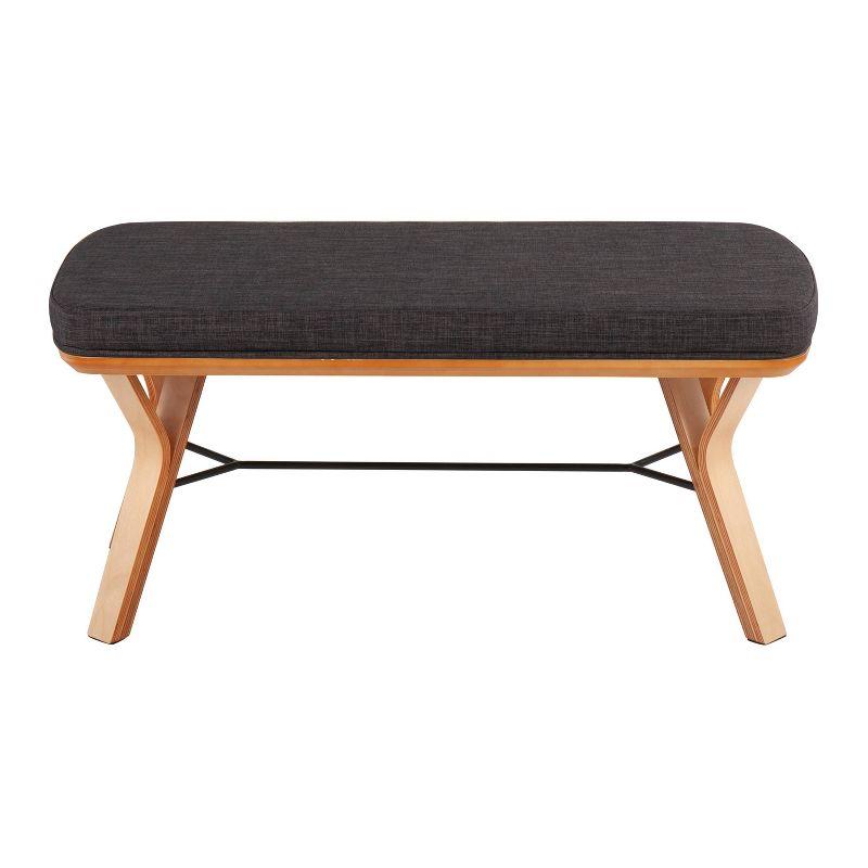 42" Folia Wood Bench Natural/Charcoal - LumiSource: Entryway, Bedroom Seating, Plush Cushion