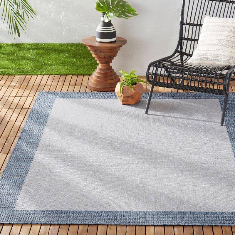 5'2" x 7'2" New York Patio Country Landry Indoor/Outdoor Rug Gray/Blue - Nicole Miller: UV & Weather-Resistant