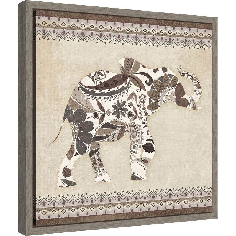 Amanti Art Boho Elephant I Neutral by Wild Apple Portfolio Canvas Wall Art Print Framed 16-in. x 16-in.