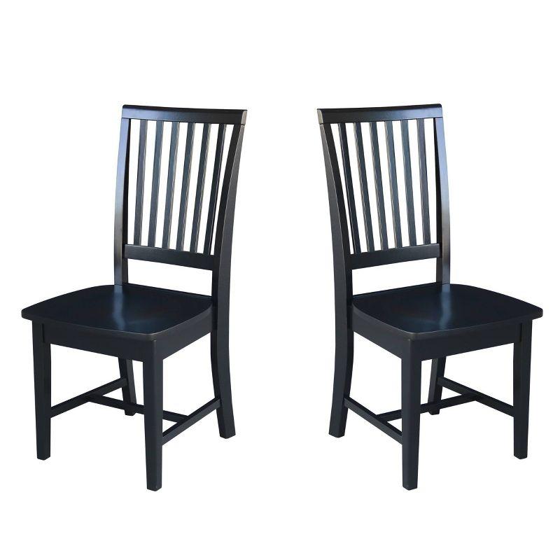 Set of 2 Mission Side Chair Black - International Concepts: Solid Wood, Slat Back, Armless