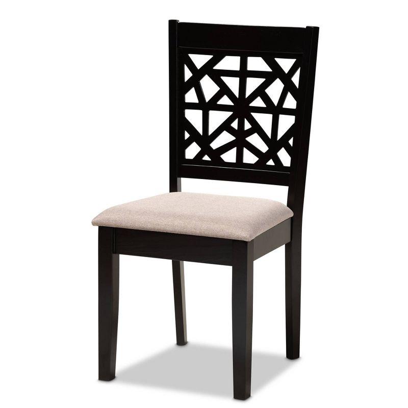 Set of 4 Jackson Dining Chair Sand/Espresso - Baxton Studio: Contemporary Cut-Out Back Design, Square Frame