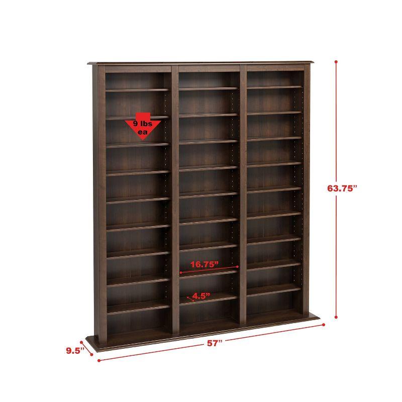 Jackson Media Storage Rack Espresso - Prepac: Holds 1173 CDs, 567 DVDs, 27 Adjustable Shelves