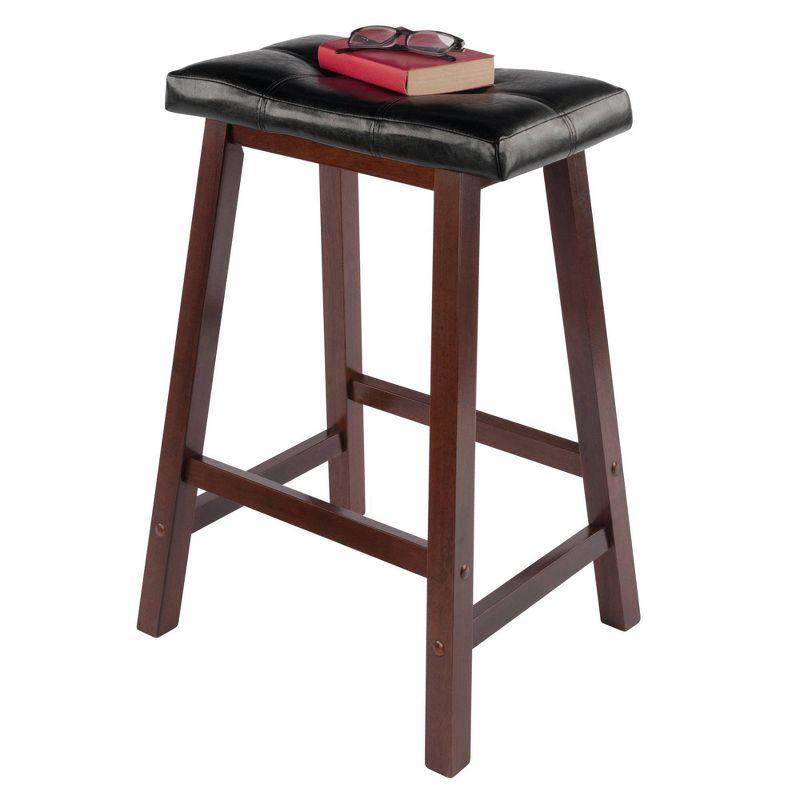 Winsome Mona Cushion Saddle Seat 24.84" Counter Height Barstool Hardwood/Toasted Walnut: Faux Leather, Wood Legs