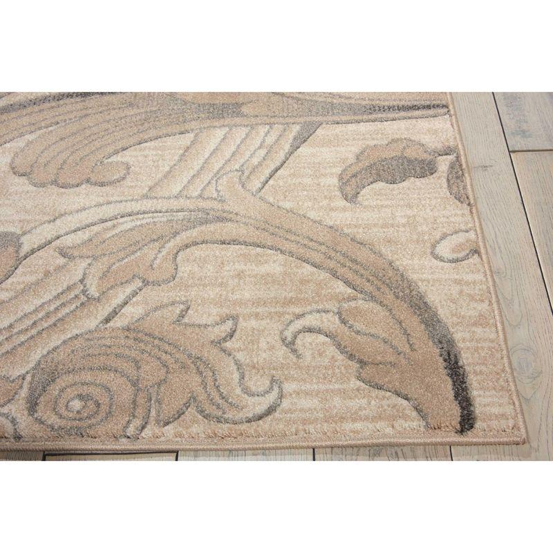 Mocha Floral Synthetic 9' x 12' Area Rug