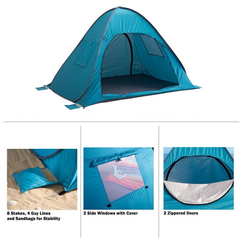 wakeman Wakeman Pop Up Beach Tent - Fits 2 People - Sun Shelter with UV Protection and Ventilation, Blue