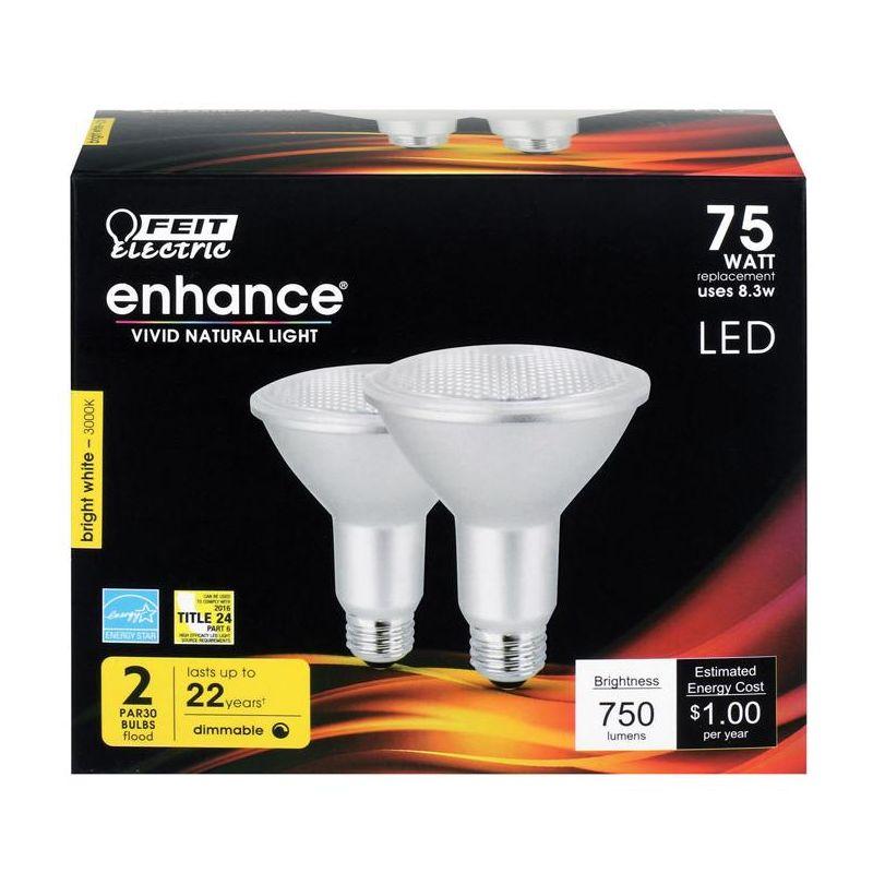 Feit Electric Enhance PAR30 E26 (Medium) LED Bulb Bright White 75 Watt Equivalence 2 pk