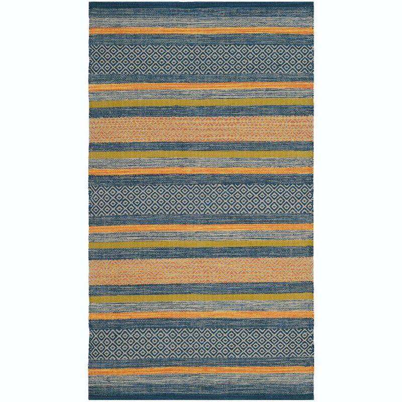 Montauk MTK213 Hand Woven Indoor Accent Rug - Blue/Orange - 3'x5' - Safavieh.