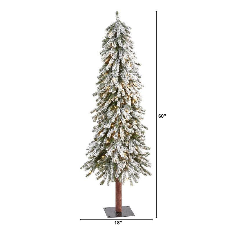 5ft Nearly Natural Pre-Lit Flocked Grand Alpine Artificial Christmas Tree Clear Lights