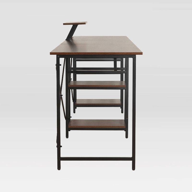 Inbox Zero Techni Mobili L-Shape Industrial Desk With Storage Shelves | Wayfair