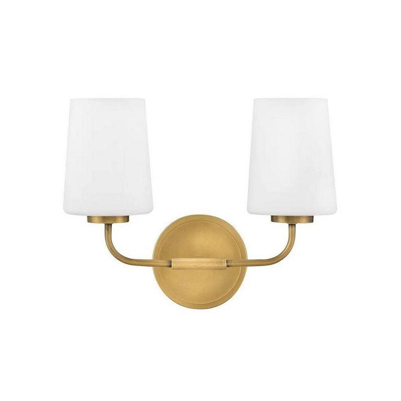 Lark Kline Heritage Brass 2-Light Dimmable Vanity with Etched Opal Shades