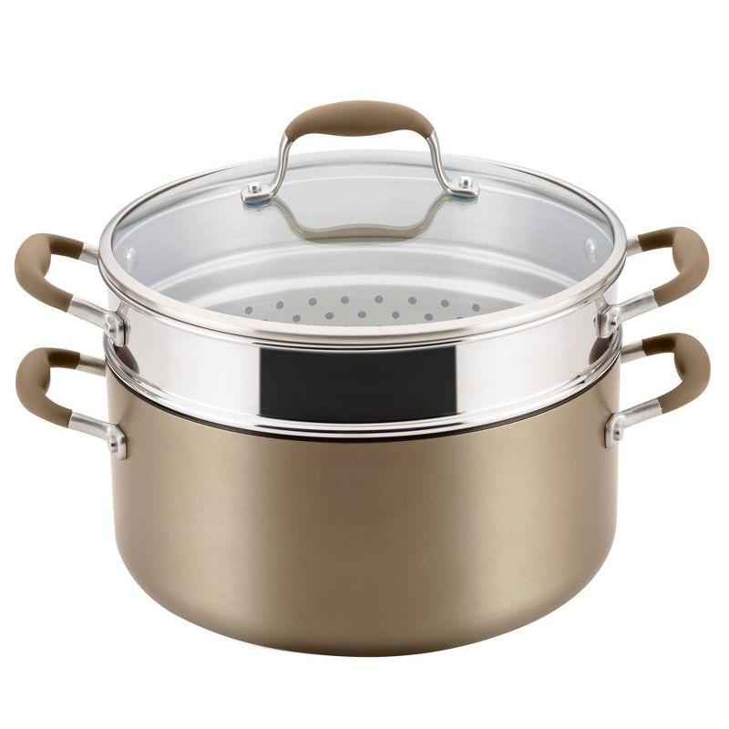 Anolon Anolon Advanced Home Hard Anodized Nonstick Wide Stockpot With Steamer Insert Set, 3-Piece,  8.5-Quart