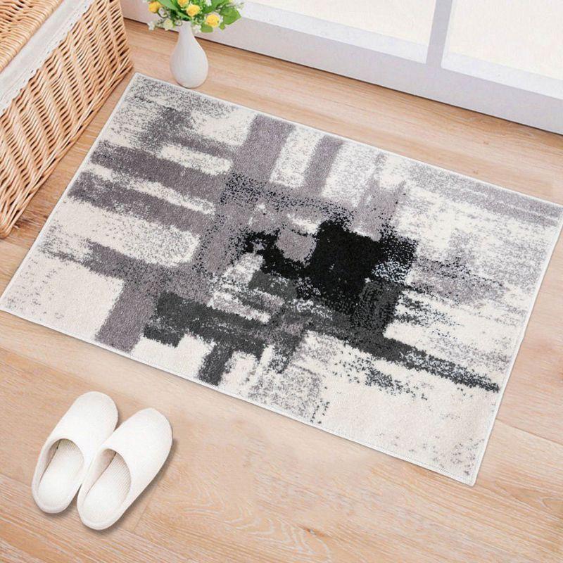 World Rug Gallery Contemporary Modern Abstract Black 2' x 3' Area Rug:  Stain-Resistant,  Low Pile,  Pet Friendly