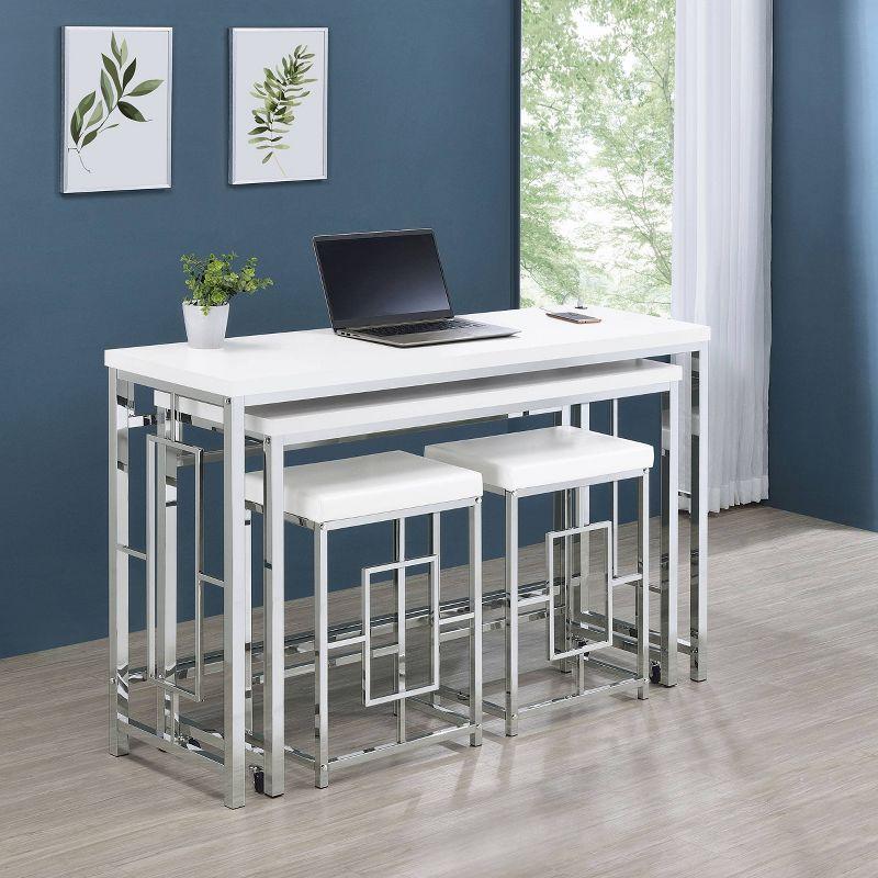 Coaster Jackson Modern 4pc Wood/Metal Counter Height Dining Set White/Chrome