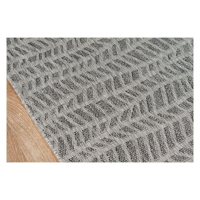 Geometric Charcoal Gray Flat Woven Synthetic Area Rug 6'7" x 9'6"