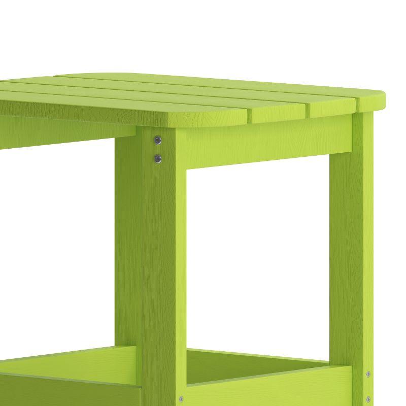 Flash Furniture Charlestown Tiered Commercial Poly Resin Adirondack Side Table - Lime Green - All-Weather - Indoor/Outdoor