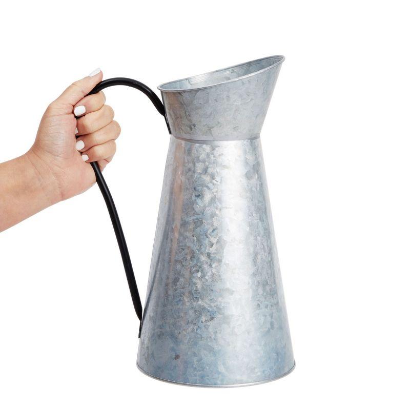 Juvale Rustic-Style Galvanized Pitcher Vase with Handle, Metal Watering Can for Farmhouse-Style Home Decor, Table Centerpieces, 12 In