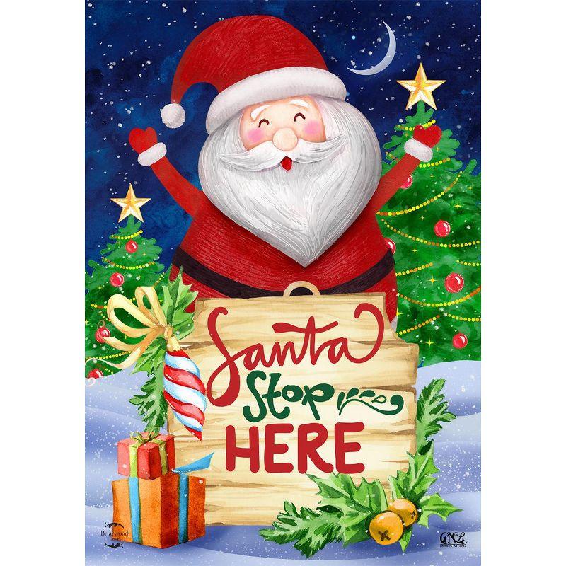 Santa Stop Here Double-Sided Christmas House Flag