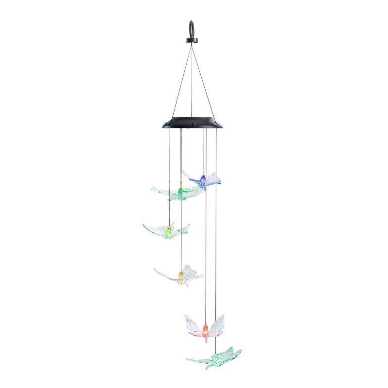 27" Solar-Powered Color Changing LED Butterfly Wind Chime