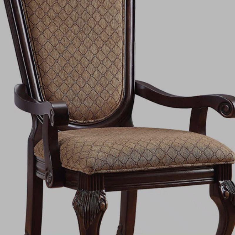 Espresso Floral Wood 29" Accent Dining Chair with Arm Rest