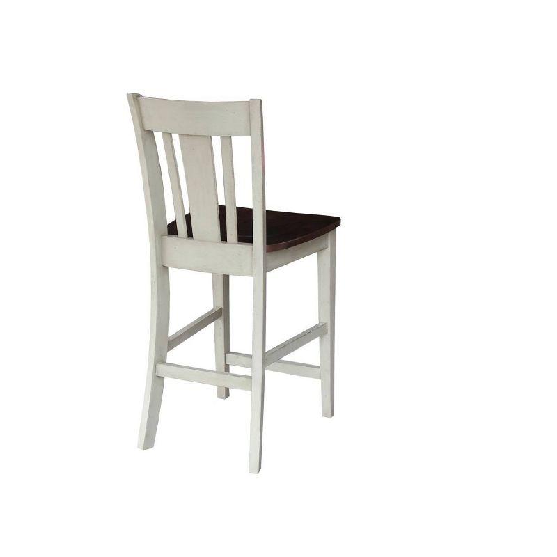 Elegant San Remo Solid Wood Counter Stool in Antique Almond