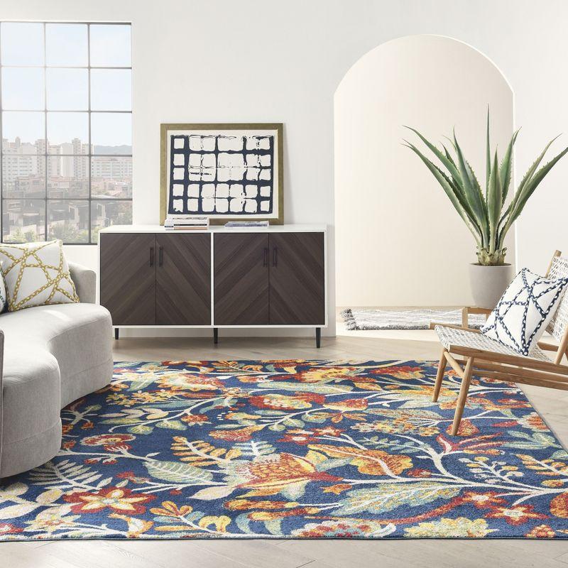 Nourison Allur Botanical Indoor Area Rug Navy Multicolor 9' x 12'