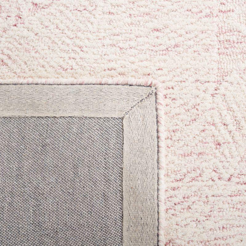 Hand-Tufted Wool Area Rug in Pink and Ivory - 5' x 8' Rectangular