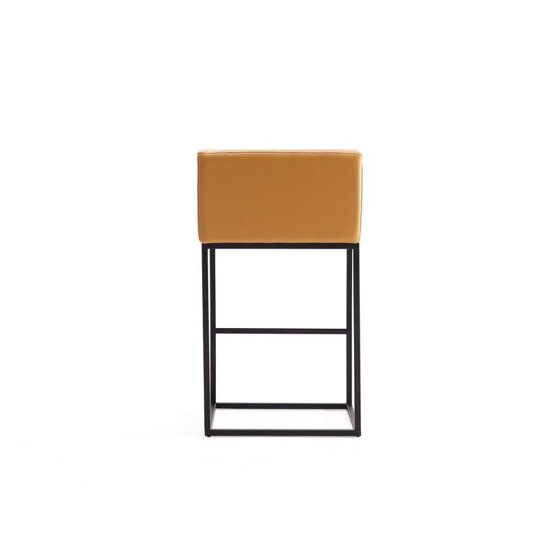 Embassy Metal Counter Height Barstool Clay - Manhattan Comfort: Faux Leather, Low Back, Footrest