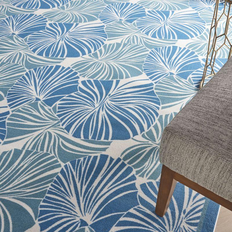 Floral Blue Outdoor Area Rug