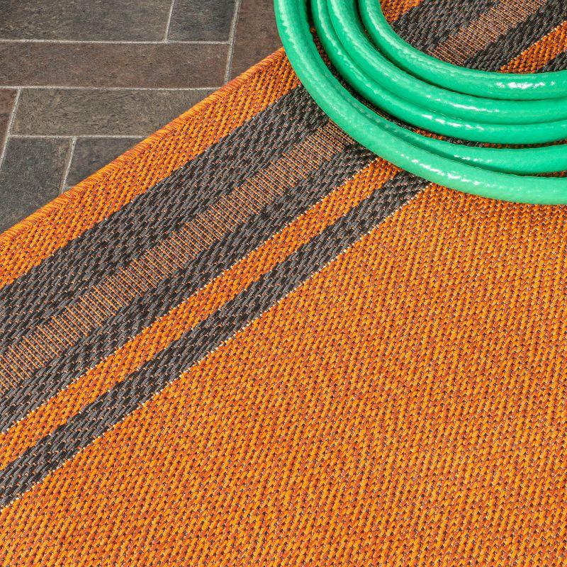 3' x 5' James Modern Border Stripe Indoor/Outdoor Area Rug, Orange/Dark Gray - JONATHAN Y