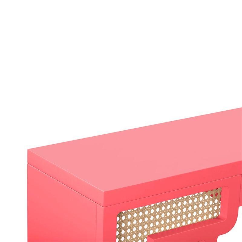 Suzie Coral Pink & Rattan Console Table