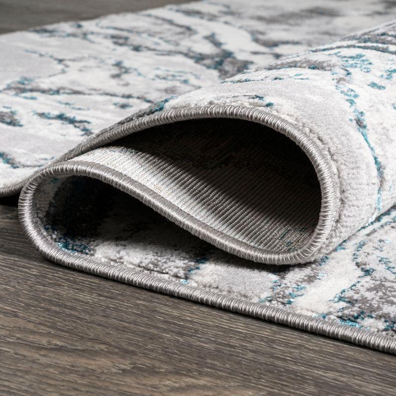 4'x6' Swirl Marbled Abstract Area Rug, Gray/Turquoise - JONATHAN Y