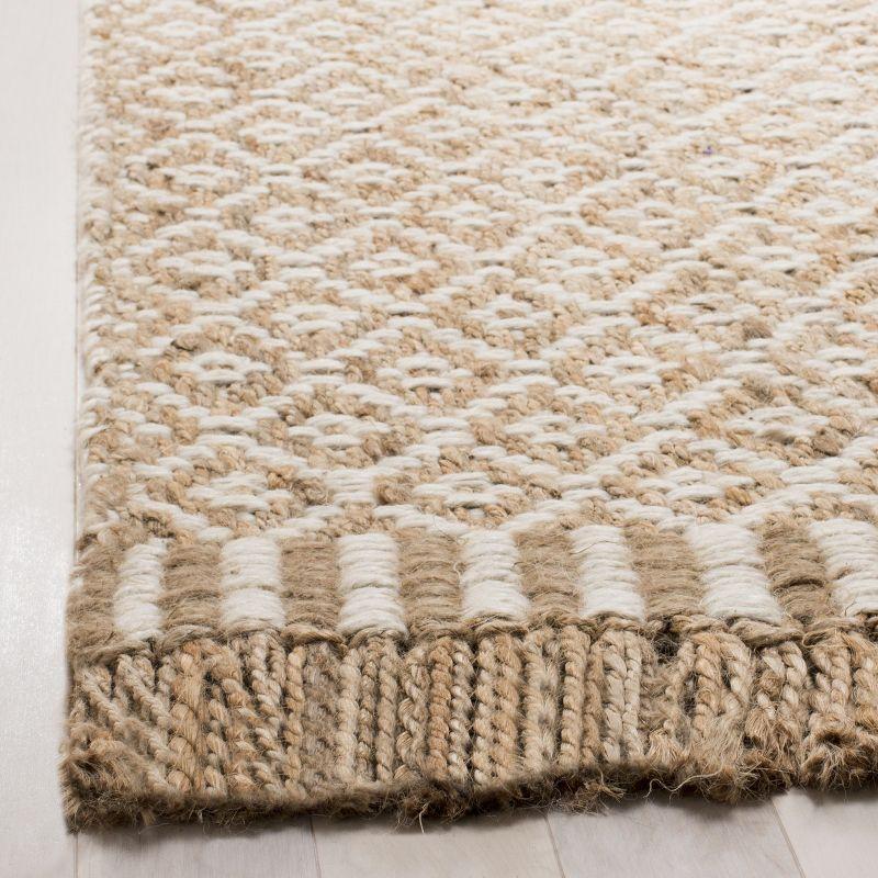 Hand-Knotted Ivory Wool 7' Square Non-Slip Washable Area Rug