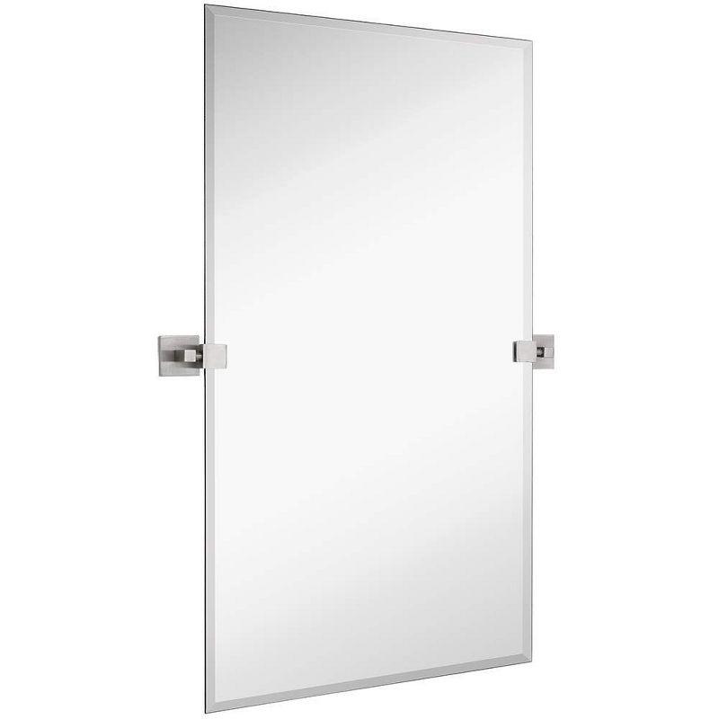 Large Frameless Rectangular Bathroom Mirror with Chrome Brackets