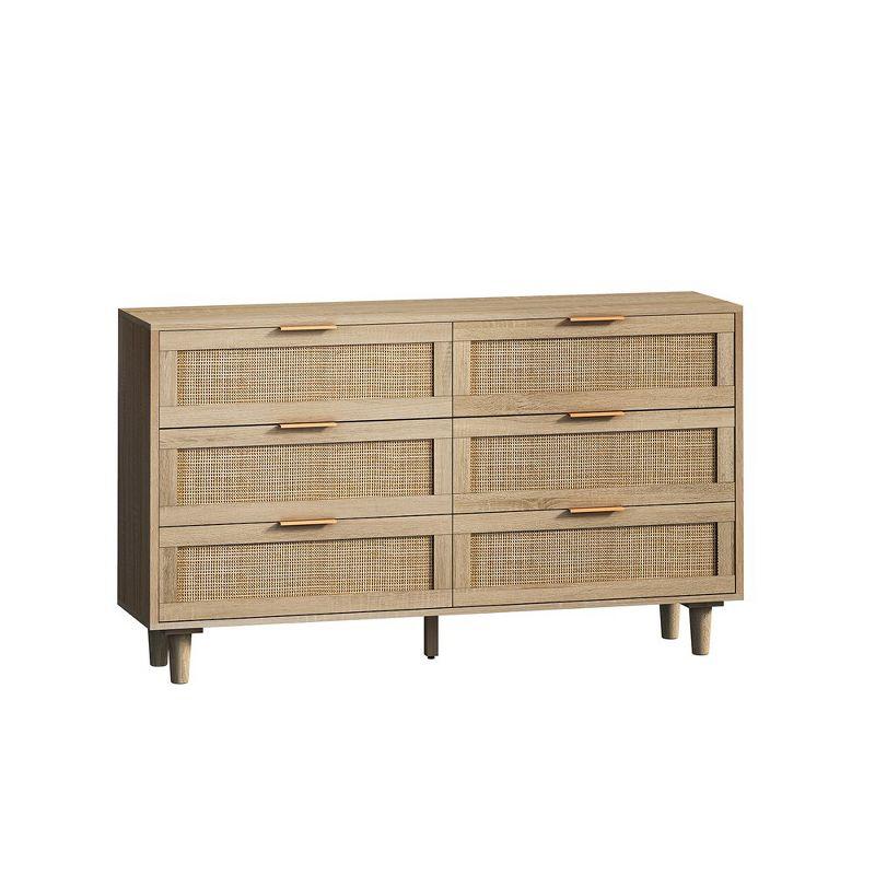 Rattan Dresser Modern Chest With 6 Drawer Dresser Wood Storage Closet Dressers