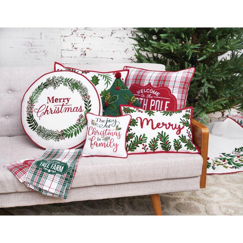 C&F Home Holly Christmas Tree Shaped Pillow