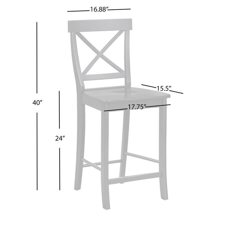 Buylateral Set of 2 24" Albury Counter Height Barstools White: Rubberwood Frame, Armless Design, Painted Finish