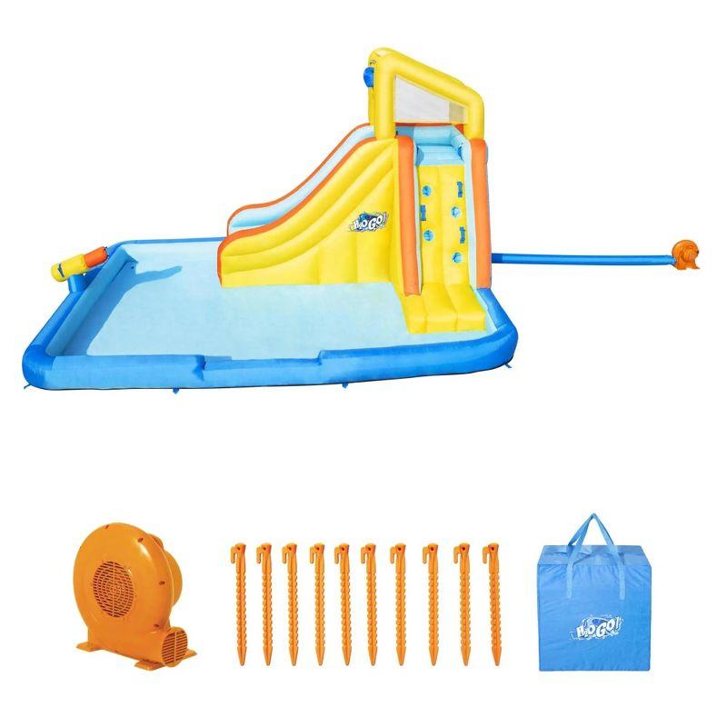 Bestway H2OGO! Beachfront Bonanza Kids Inflatable Mega Water Park with Giant Slide, Spontaneous Dump Bucket, Storage Bag, & Air Blower for Quick Setup