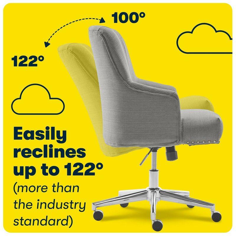 Style Leighton Home Office Chair Medium Gray - Serta: Swivel, Adjustable, Wheeled
