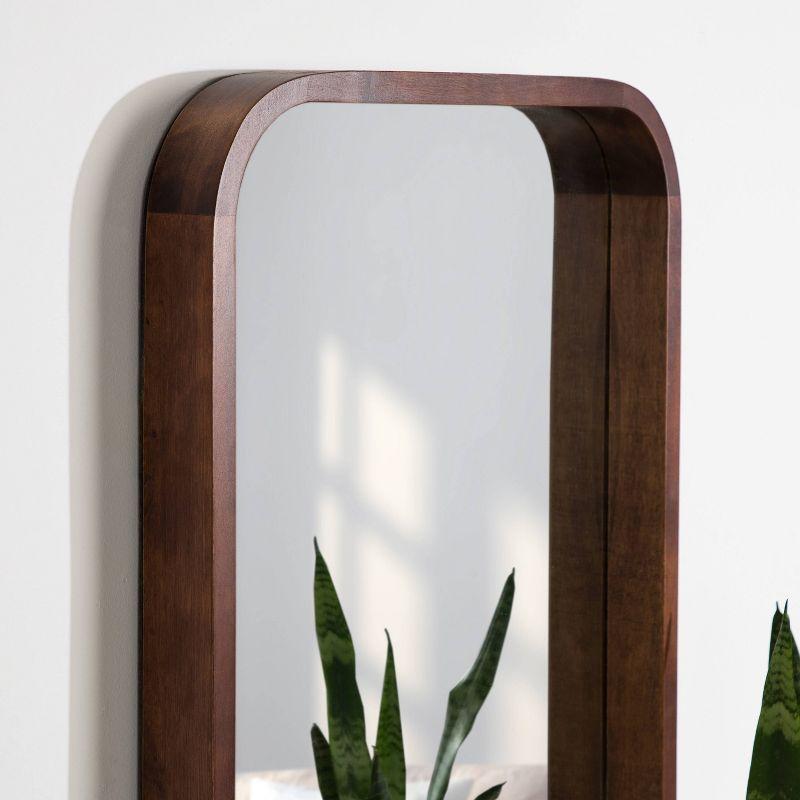 Kate & Laurel All Things Decor 20" x 30" Hutton Wood Framed Radius Rectangle Decorative Wall Mirror Walnut Brown : Poplar, No Assembly