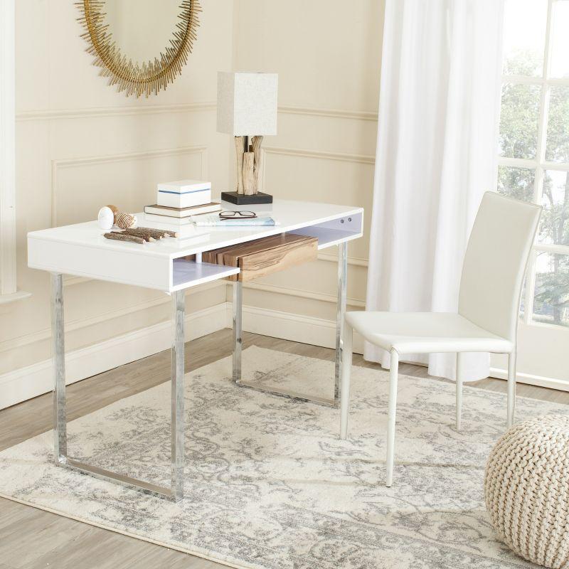 Metropolitan Computer Desk - FOX2203 - White/Chrome - Safavieh Couture