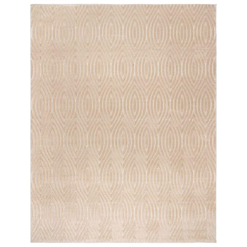 Conway Beige Solid Geometric Textured High-Low Area Rug