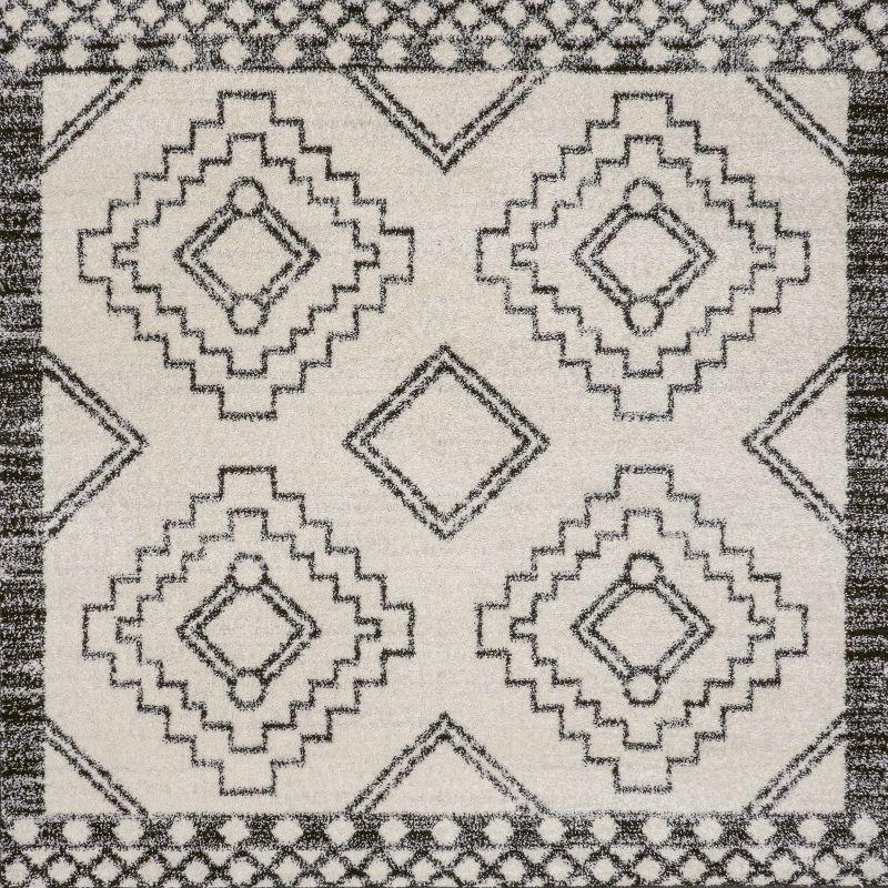 JONATHAN Y Amir Moroccan Beni Souk Cream/Black 3' Square Area Rug