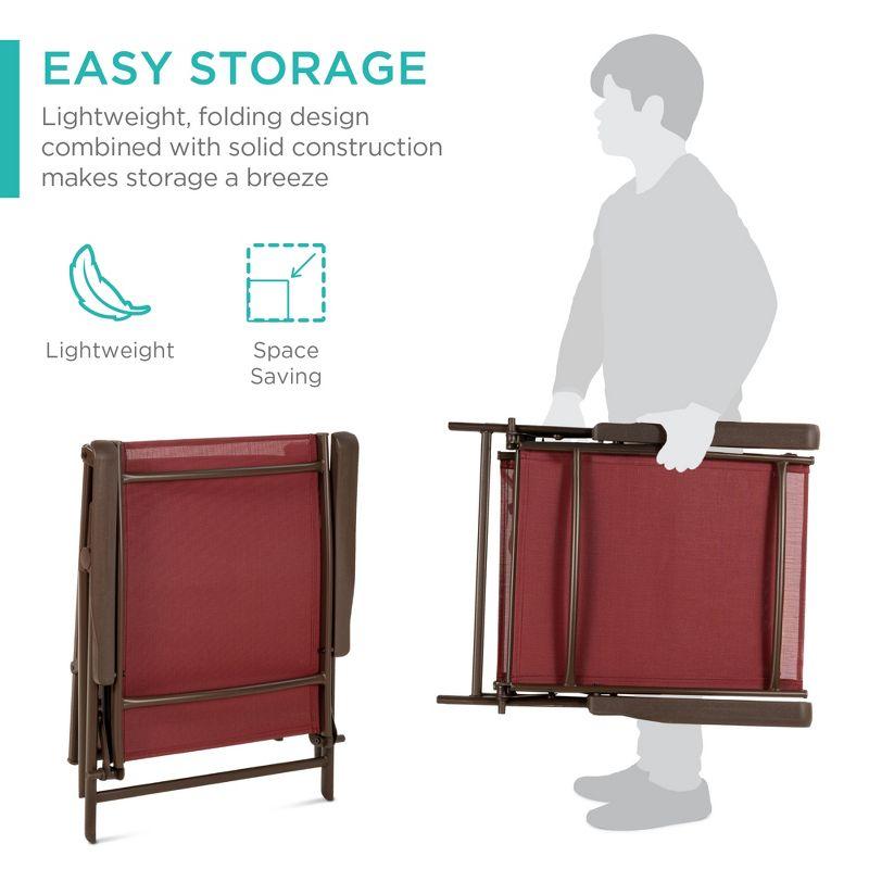 Best Choice Products Set of 2 Outdoor Patio Chaise Lounge Chair Adjustable Folding Pool Lounger w/ Steel Frame - Red