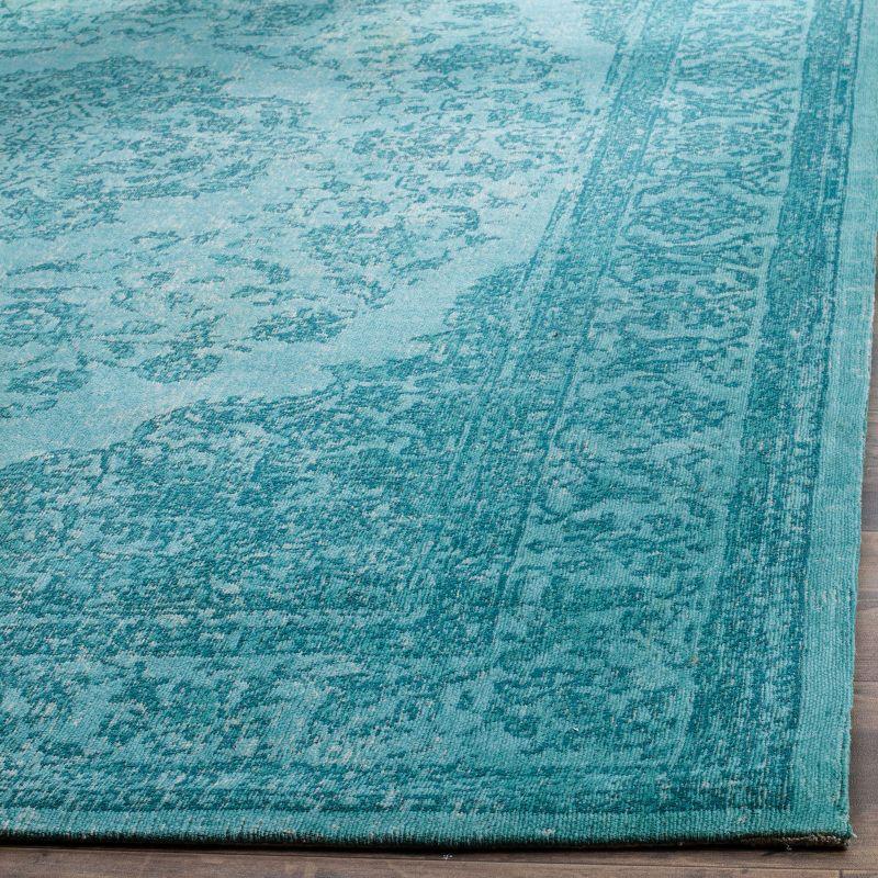 Aqua Rectangular Flat Woven Cotton Viscose Area Rug