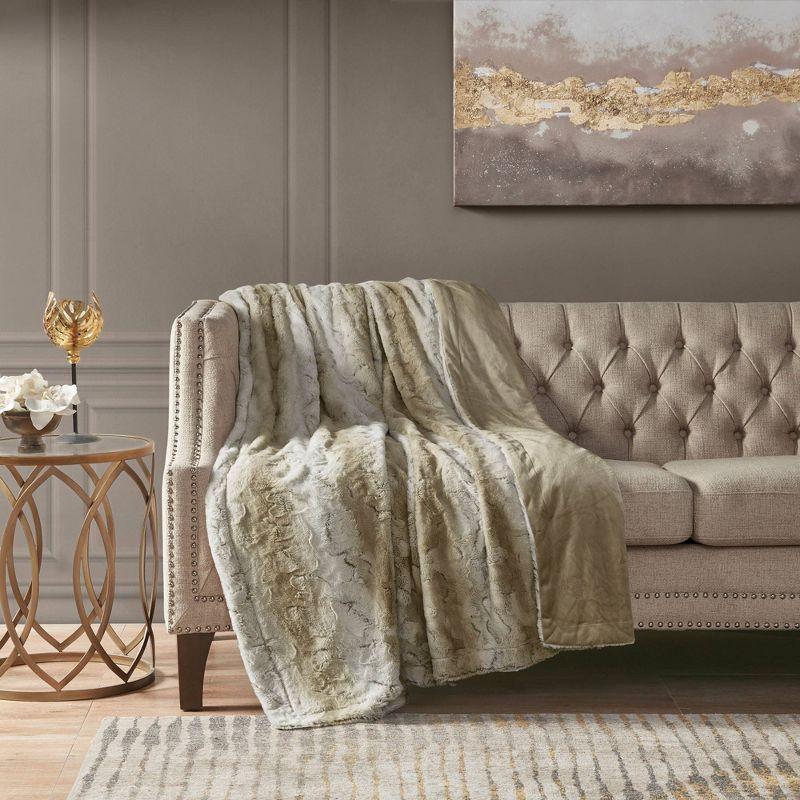 Marselle 60" x 70" Reversible Faux Fur Throw Blanket