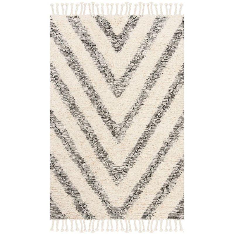 Kenya KNY901 Hand Knotted Area Rug - Black/Ivory - 5'x8' - Safavieh.