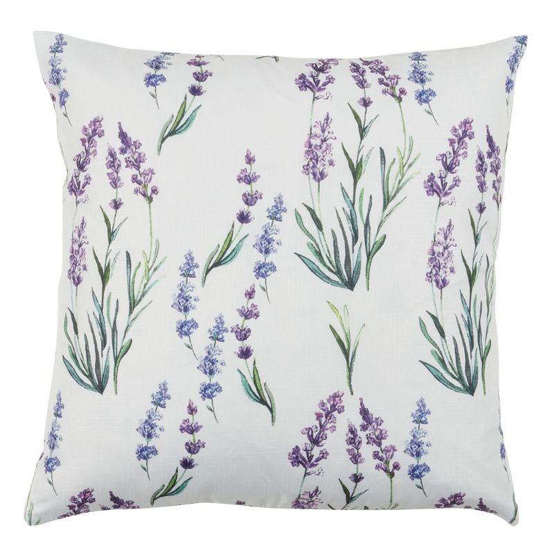 Lavender Floral Polyester Euro Pillow Cover